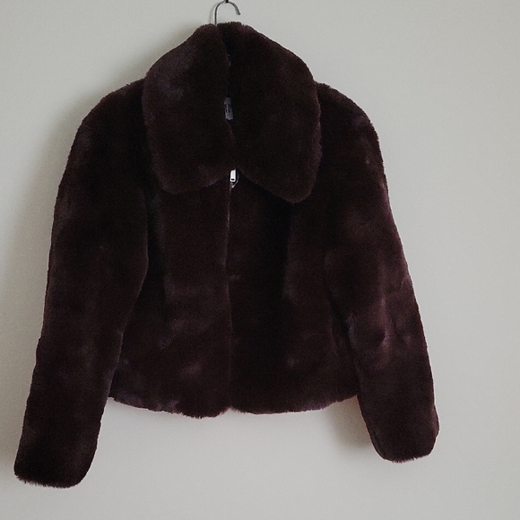 GAP Factory Women's Relaxed Faux-Fur Jacket in Brown- Size S- New! - Picture 2 of 14